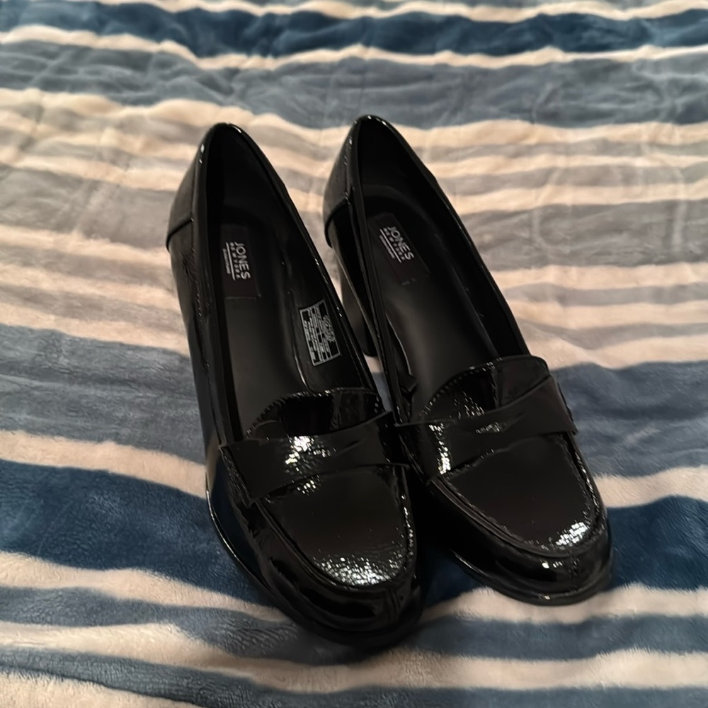 Jones New York Signature Cypress Women's Black Patent Block Heeled Loafers 7M